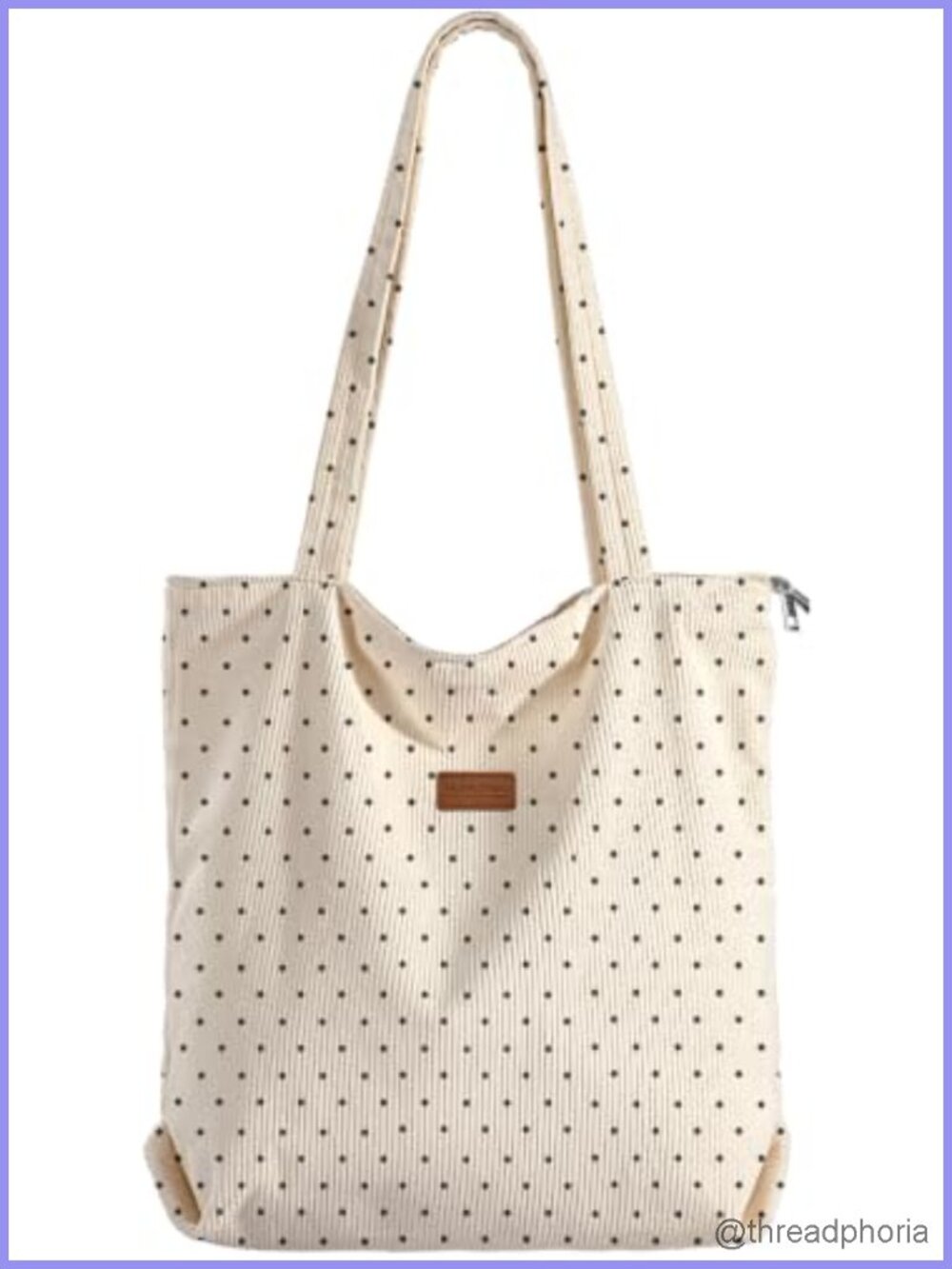 Corduroy Tote Bag with Zipper Large Capacity Shoulder Bag
